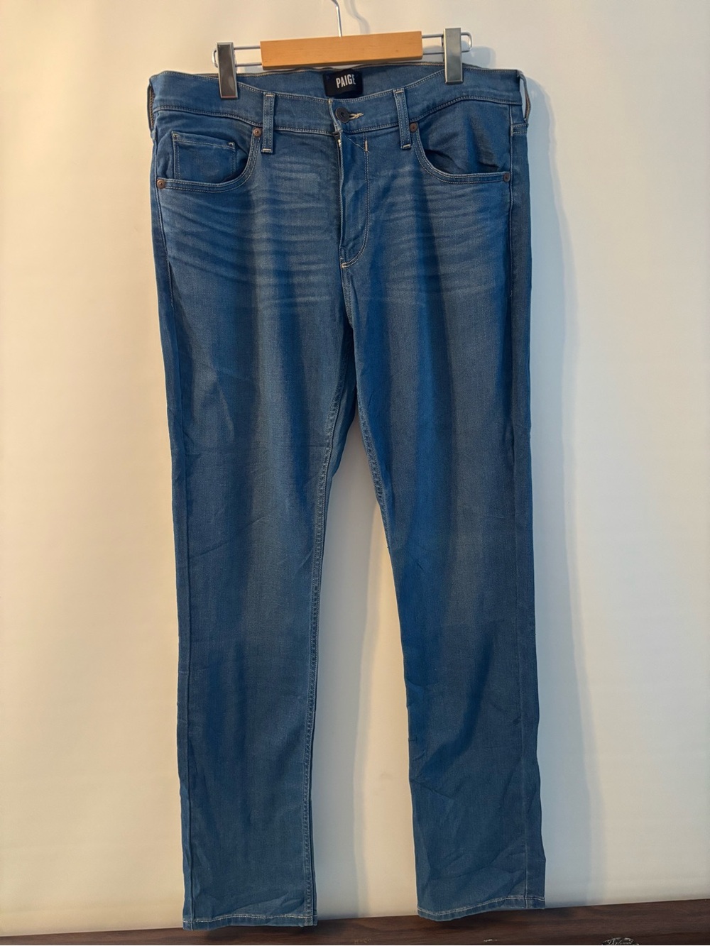 PAIGE Women's Blue Straight Leg Jeans